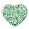 Iridescent mint green star-shaped sequins for nail art displayed in a heart-shaped tray - Five-pointed star AB color sequins 3.5*3.5mm/10g / Light Green