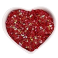 Macro detail of red laser star nail sequins in a white heart-shaped ceramic dish - Five-pointed star AB color sequins 3.5*3.5mm/10g / Dark Red