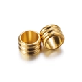 Detailed macro view of gold-plated stainless steel spacer beads with triple-thread design - 20 Pieces Set / Gold (6.5*4.5mm/ID 5mm)