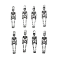 Otto ciondoli a forma di teschio in argento antico per gioielli fai da te - Stile Scheletro a Corpo Intero / Set da 20 Pezzi / Argento antico