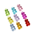 Set of nine colorful translucent resin bear charms for DIY jewelry and hair accessories - 10 Pieces/Pack (12x21mm) / Multicolor