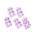 Close-up of translucent light purple resin bear pendants with top rings for DIY crafts - 10 Pieces/Pack (12x21mm) / Purple
