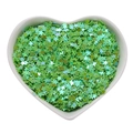 Vibrant laser green star-shaped nail sequins in a white heart-shaped ceramic bowl - Five-pointed star AB color sequins 3.5*3.5mm/10g / Green