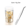 10g jar of decorative gold foil flakes with precision anti-magnetic tweezers for nail art - 2g / Gold