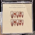 Unghie finte cat eye autunnali con nail art a foglia d'acero e forma a mandorla - Extra Piccolo (XS) / 655-Ovale Lungo