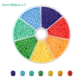Regenboog 2mm glazen kralen set met 6300 stuks in 7-vaks doos voor DIY sieraden maken - In doos / 2mm (900 stuks x 7 vakken) / Regenboog