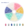 7-Farben 2mm Glasperlen Set mit je 900 Stück für DIY Schmuckherstellung - Boxed / 2mm (900 Stk. x 7 Fächer) / Macaron-Farbe