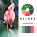 2mm Glasperlen Set in 6 verschiedenen Grün- und Rosatönen für DIY Schmuckherstellung - Boxed / 2mm (800 Stk. x 6 Fächer) / Flamingo