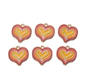 Set of six heart shaped enamel alloy pendants with colorful drip oil for DIY jewelry - Colorful Heart