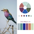 2mm Glasperlen Set in 6 Farben für DIY Schmuckherstellung 800 Stück pro Fach - Boxed / Bunter Vogel