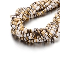 DIY 6mm flat heishi polymer clay beads in white, earthy yellow, and dark brown tones - 6mm/40cm / Mixed 02