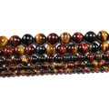 Perle naturali occhio di tigre lucide in tre colori e varie dimensioni per gioielli - 6mm (Circa 62 pezzi/filo) / Occhio di Tigre Tricolore