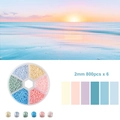 DIY Schmuck-Set mit 2mm Glasperlen in Sunset-Farben in einer 6-Fächer-Aufbewahrungsbox - In Box (ca. 72g) / Funkelnde Wellen