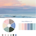 Detailansicht von 2mm Glasperlen in Sunset-Farben in einer 6-Fach-Aufbewahrungsbox - In Box (ca. 72g) / Neblige Wellen