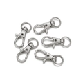 Set of 5 silver swivel lobster clasps with 360-degree rotation for DIY keychains - Rhodium