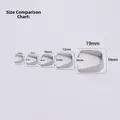 Stainless steel bail clasp size comparison chart showing 7mm to 19mm DIY jewelry connectors - 5*10mm (100 Pieces/Pack) / Silver