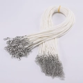 Collar de cordón de cera blanca de 45 cm con cierre de langosta plateado - Longitud 50cm-2.0mm / Blanco