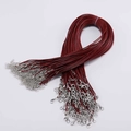 Collar de cordón encerado trenzado rojo oscuro con cierre de langosta plateado - Longitud 50cm-1.5mm / Burdeos