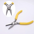 Detail of yellow flat nose pliers with spring mechanism and close-up of the jaws - Flat Nose Pliers