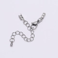 Chaîne d'extension en acier inoxydable avec fermoir mousqueton et pendentif goutte - 2mm (5 Sets/Pack)