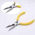 Precision needle nose jewelry pliers with yellow anti-slip handles and spring design - Needle Nose Pliers (Serrated)