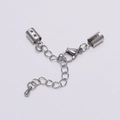Fermoir bijoux en acier inoxydable poli avec chaîne d'extension et mousqueton DIY - 4mm (5 Sets/Pack)