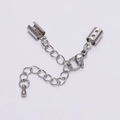 Chaîne d'extension de bijoux en acier inoxydable argenté avec fermoir mousqueton et embouts - 5mm (5 Sets/Pack)