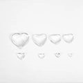 Set of 8 sizes clear heart-shaped glass cabochons for DIY jewelry and crafts - 18mm (20 Pcs/Pack) / Clear