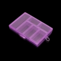 Detail view of purple transparent 6-compartment PP plastic storage box with side buckle - Purple