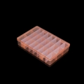 Macro shot of 24-grid orange storage box with adjustable dividers and dual safety buckles - Orange / 125g
