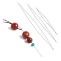DIY bead threading tool set with long steel big eye needles and red textured beads - Bottled Beading Needle / Size 38
