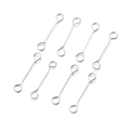 Macro view of eight polished silver-plated infinity jewelry connectors for DIY jewelry making - 15mm / Silver
