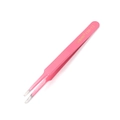 Pink anti-static stainless steel ESD-13 flat head precision tweezers for electronics - ESD-13