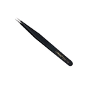 Precision ESD-12 anti-static stainless steel tweezers with fine pointed tip in black - Thickened Straight Tip Style (ESD-12)