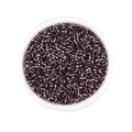 Macro shot of 2mm plum purple glass delica beads with metallic finish for DIY jewelry - 1800 pcs/Pack (2mm) / Purple