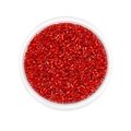 Macro shot of 2mm red glass seed beads in a transparent round box for jewelry making - 1800 pcs/Pack (2mm) / Red