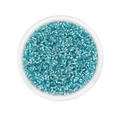 Top view of light blue bugle beads with silver lining for DIY jewelry and embroidery - 1800 pcs/Pack (2mm) / Lake Blue