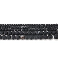 Matte black striped agate loose beads in 4mm to 12mm sizes for DIY jewelry making - Frosted Black Striped / Small