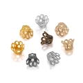 DIY large hollow flower bead caps in gold, silver, bronze and black for jewelry making - 5x6 / Multicolor