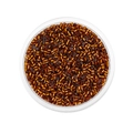 Macro shot of 2mm amber glass bugle beads for jewelry making in a plastic container - 1800 pcs/Pack (2mm) / Coffee