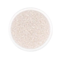 Close-up of 2mm iridescent pearl white glass bugle beads in a clear container for DIY jewelry - 1800 pcs/Pack (2mm) / AB White