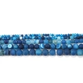 Frosted blue striped agate loose beads for jewelry making in various sizes from 4mm to 12mm - Frosted Blue Striped
