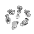 Silver stainless steel clip-on earring converters with flat round pads for DIY jewelry - 8mm (10pcs/pack) / Stainless Steel Earring Clip