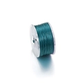 Détail macro d'un fil de nylon perlé bleu sarcelle sur une bobine en plastique clair - 0.3mm Diamètre / Vert Forêt