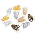 Copriperle a fiore in metallo traforato oro, argento e bronzo per gioielli fai da te - 50 Pezzi/Confezione (10x16mm) / Multicolore