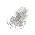 Silver glass bugle beads for DIY jewelry and crafts in transparent storage container - 2mm (1800 Pieces/Pack) / Clear White