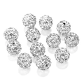 10mm silberne Shamballa Perlen mit Strasssteinen für die DIY Schmuckherstellung - 10mm (10 Stück/Packung) / Weiß