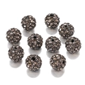 Perle Shamballa da 10mm marrone scuro con strass per la creazione di gioielli fai da te - 10mm (10 Pezzi/Confezione) / Grigio