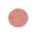 Close-up van lichtroze glazen kralen voor DIY sieraden in een ronde plastic verpakking - 3mm (600 Stuks/Verpakking) / Roze