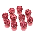Dieci perle Shamballa 10mm rosa scuro con pavé di cristalli per creazione gioielli fai da te - 10mm (10 Pezzi/Confezione) / Rosa Rosso